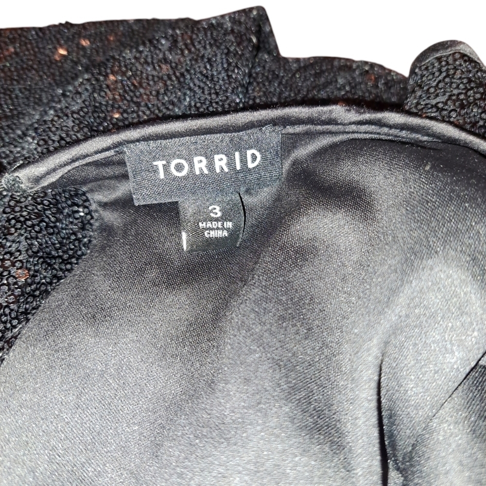 Torrid 3 Black solid stretch Sequin Dress formal open back - Picture 4 of 4